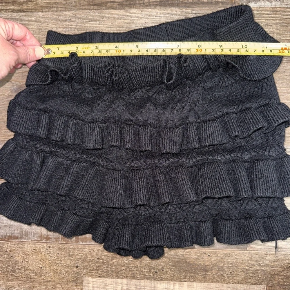 Black Ruffle Knit Shorts Boho Cottagecore Layered Ruffle Bloomer Shorts small